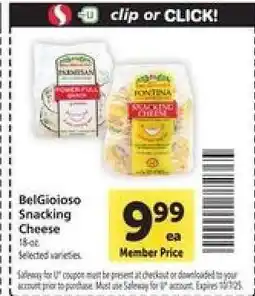 Safeway BelGioioso Snacking Cheese offer