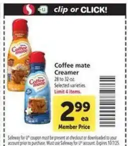 Safeway Coffee mate Creamer offer