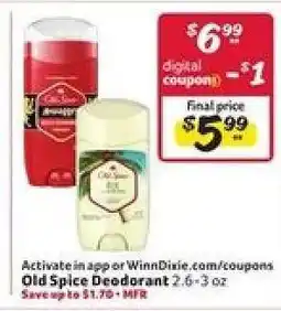 Winn Dixie Old Spice Deodorant offer