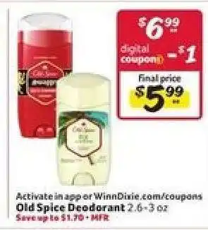 Winn Dixie Old Spice Deodorant offer