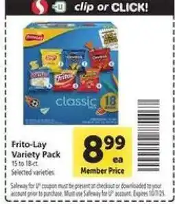Safeway Frito Lay Variety Pack offer
