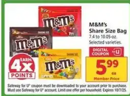 Safeway M&M's Share Size Bag offer