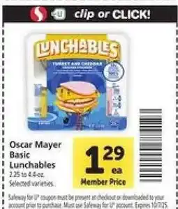 Safeway Oscar Mayer Basic Lunchables offer