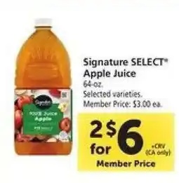 Safeway Signature Select Apple Juice offer