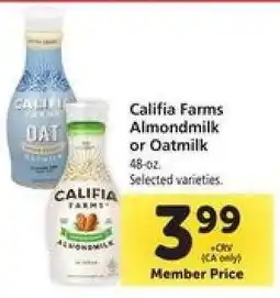 Safeway Califia Farms Almondmilk, or Oatmilk offer
