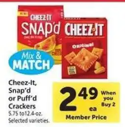 Safeway Cheez-It Snap'd or Puff'd Crackers offer