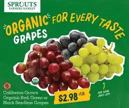 Sprouts Farmers Market Organic Red, Green or Black Seedless Grapes offer