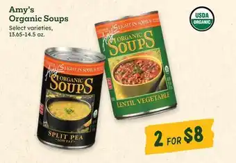 Sprouts Farmers Market Amy's Organic Soups offer