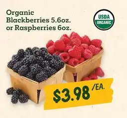 Sprouts Farmers Market Organic Blackberries 5.6oz. or Raspberries 6oz offer