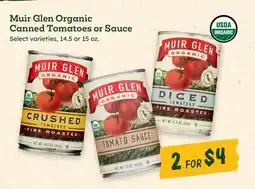 Sprouts Farmers Market Muir Glen Organic Canned Tomatoes or Sauce offer