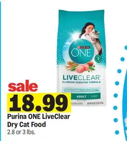 Meijer Purina ONE LiveClear Dry Cat Food offer