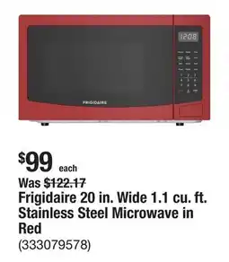 The Home Depot Frigidaire 20 in. Wide 1.1 cu. ft. Stainless Steel Microwave in Red offer