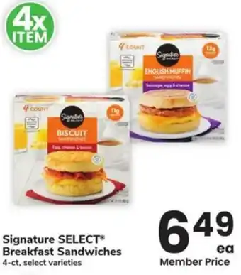 Albertsons Signature select breakfast sandwiches offer