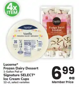 Albertsons Lucerne frozen dairy dessert or signature select Ice Cream Cups offer