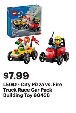 Best Buy LEGO - City Pizza vs. Fire Truck Race Car Pack Building Toy 60458 offer