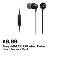 Best Buy Sony - MDREX14AP Wired Earbud Headphones - Black offer