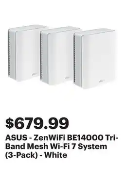 Best Buy ASUS - ZenWiFi BE14000 Tri-Band Mesh Wi-Fi 7 System (3-Pack) - White offer