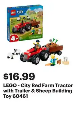 Best Buy LEGO - City Red Farm Tractor with Trailer & Sheep Building Toy 60461 offer