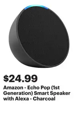 Best Buy Amazon - Echo Pop (1st Generation) Smart Speaker with Alexa - Charcoal offer