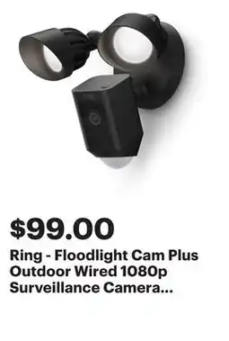 Best Buy Ring - Floodlight Cam Plus Outdoor Wired 1080p Surveillance Camera - Black offer
