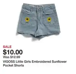 Marshalls VIGOSS Little Girls Embroidered Sunflower Pocket Shorts offer
