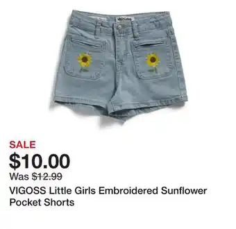 Marshalls VIGOSS Little Girls Embroidered Sunflower Pocket Shorts offer