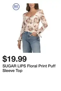 Marshalls SUGAR LIPS Floral Print Puff Sleeve Top offer