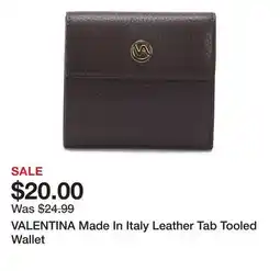 Marshalls VALENTINA Made In Italy Leather Tab Tooled Wallet offer