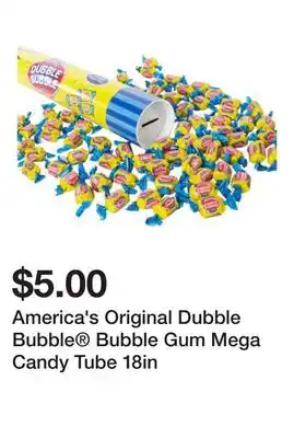 Five Below America's Original Dubble Bubble Bubble Gum Mega Candy Tube 18in offer