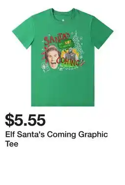 Five Below Elf Santa's Coming Graphic Tee offer