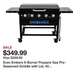 Tractor Supply Company Even Embers 5-Burner Propane Gas Pre-Seasoned Griddle with Lid, 40 in., Black offer