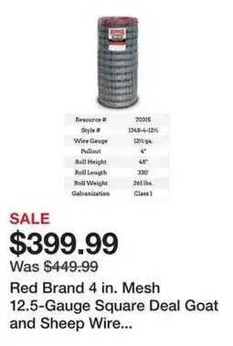 Tractor Supply Company Red Brand 4 in. Mesh 12.5-Gauge Square Deal Goat and Sheep Wire Fence, 330 ft. x 48 in offer