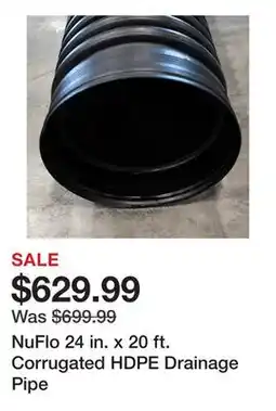 Tractor Supply Company NuFlo 24 in. x 20 ft. Corrugated HDPE Drainage Pipe offer