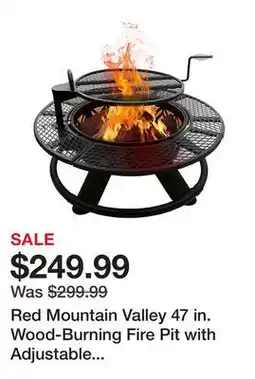 Tractor Supply Company Red Mountain Valley 47 in. Wood-Burning Fire Pit with Adjustable BBQ Grate, Geometric offer