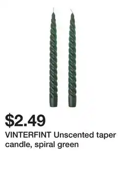 Ikea VINTERFINT Unscented taper candle, spiral green offer