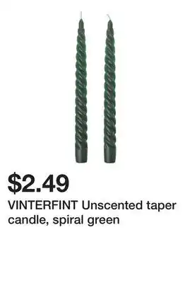 Ikea VINTERFINT Unscented taper candle, spiral green offer