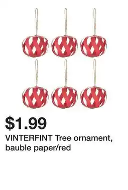 Ikea VINTERFINT Tree ornament, bauble paper/red offer