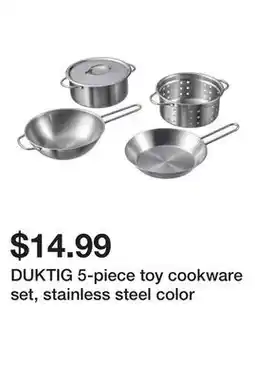 Ikea DUKTIG 5-piece toy cookware set, stainless steel color offer