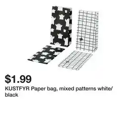 Ikea KUSTFYR Paper bag, mixed patterns white/black offer