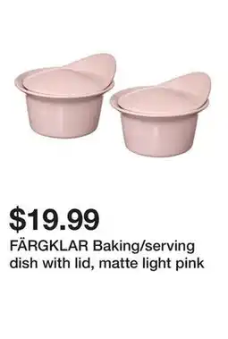 Ikea FÄRGKLAR Baking/serving dish with lid, matte light pink offer