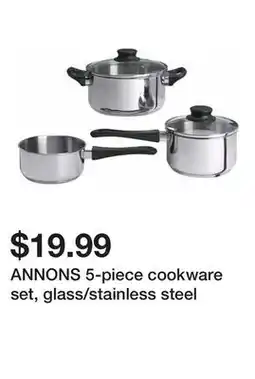 Ikea ANNONS 5-piece cookware set, glass/stainless steel offer
