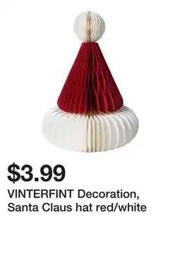Ikea VINTERFINT Decoration, Santa Claus hat red/white offer