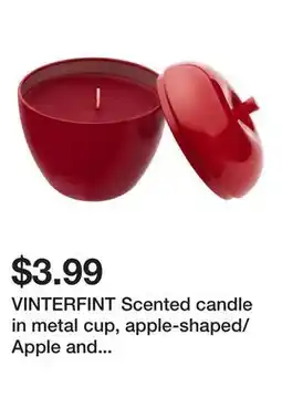 Ikea VINTERFINT Scented candle in metal cup, apple-shaped/Apple and cinnamon red offer
