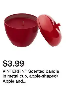Ikea VINTERFINT Scented candle in metal cup, apple-shaped/Apple and cinnamon red offer