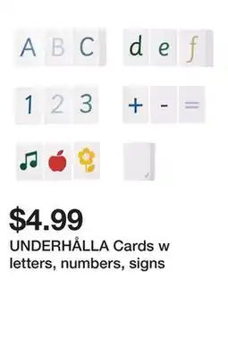 Ikea UNDERHÅLLA Cards w letters, numbers, signs offer