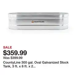 Tractor Supply Company CountyLine 300 gal. Oval Galvanized Stock Tank, 3 ft. x 8 ft. x 2 ft., WT328CL offer