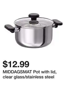 Ikea MIDDAGSMAT Pot with lid, clear glass/stainless steel offer