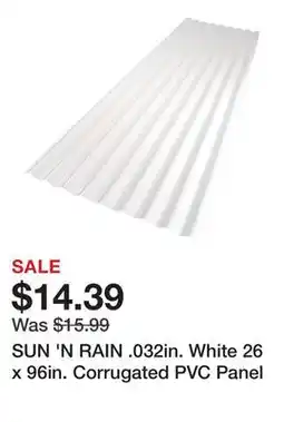 Tractor Supply Company SUN 'N RAIN .032in. White 26 x 96in. Corrugated PVC Panel offer