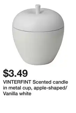 Ikea VINTERFINT Scented candle in metal cup, apple-shaped/Vanilla white offer