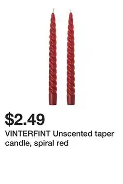 Ikea VINTERFINT Unscented taper candle, spiral red offer